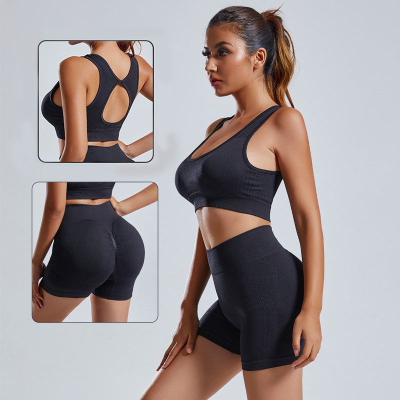 Conjunto fitness para mujer de 2 piezas - Sujetador deportivo y pantalón corto