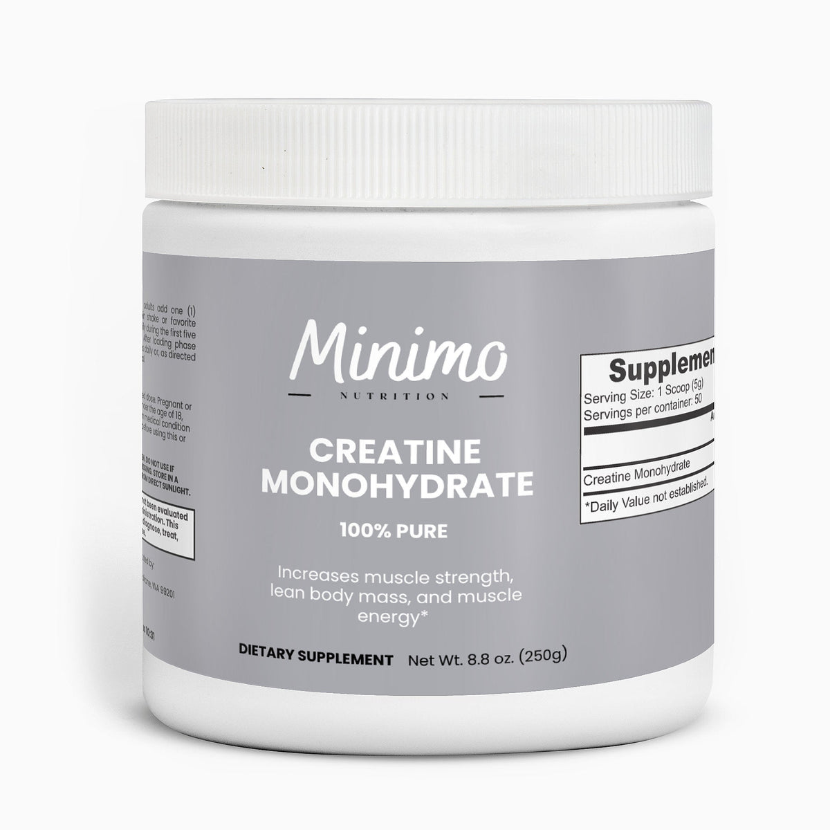 Minimo Nutrition - Creatine Monohydrate Powder, 250 g (8.8 oz)