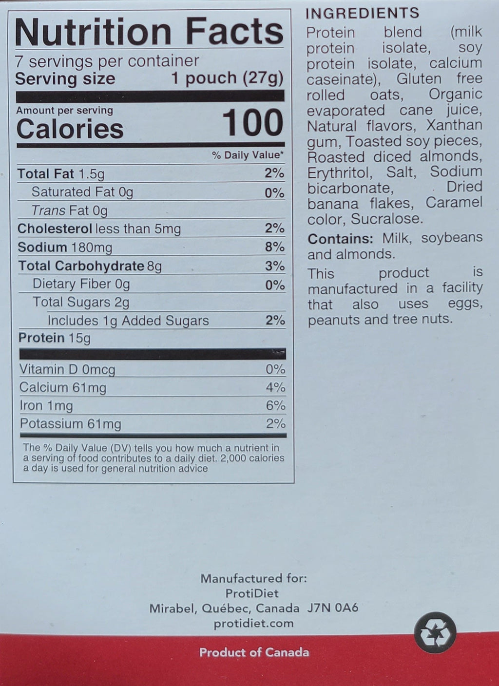 Banana Nut Oatmeal - ProtiDiet
