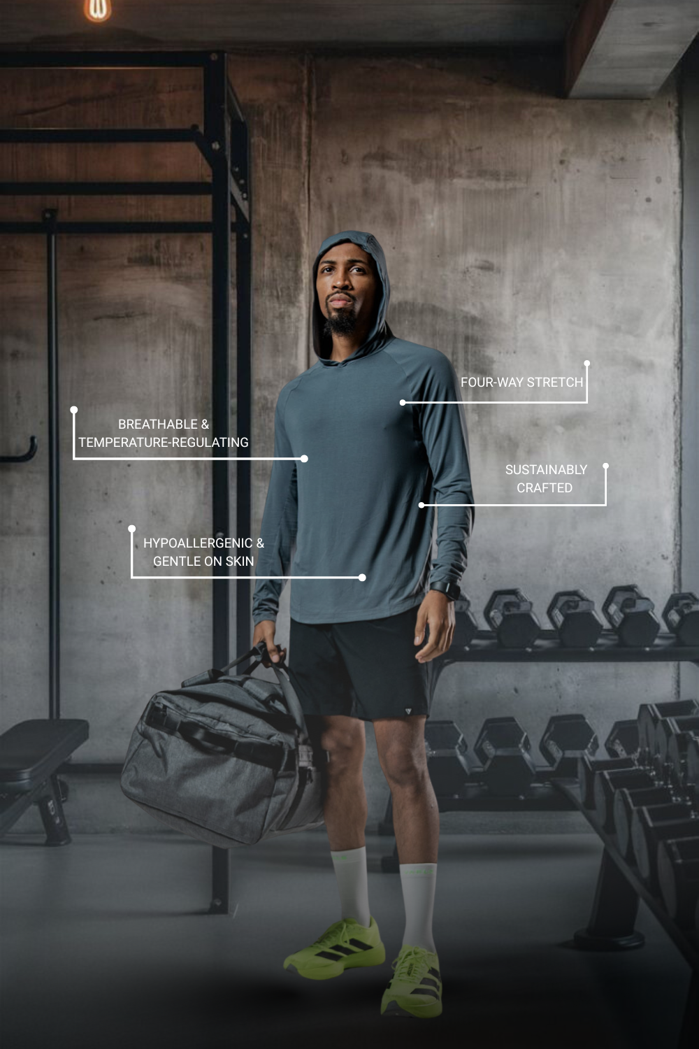 Terra Element - Men's Lightweight Hooded Shirt, Ash Gray