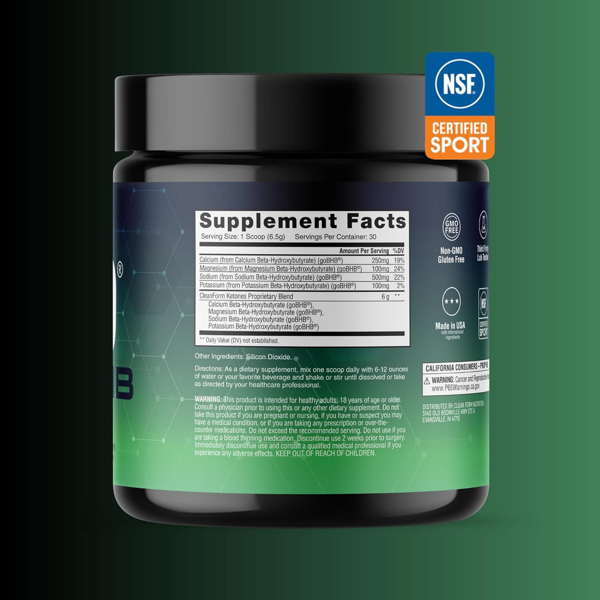 CleanForm Nutrition goBHB - Suplemento de BHB en polvo