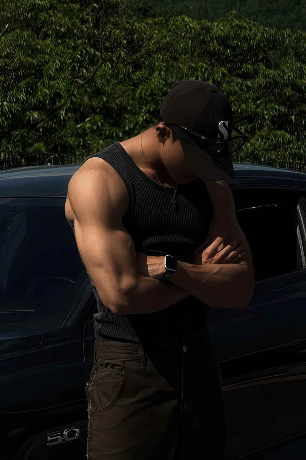 Camiseta de tirantes de canalé para hombre - Ajuste entallado y elástico