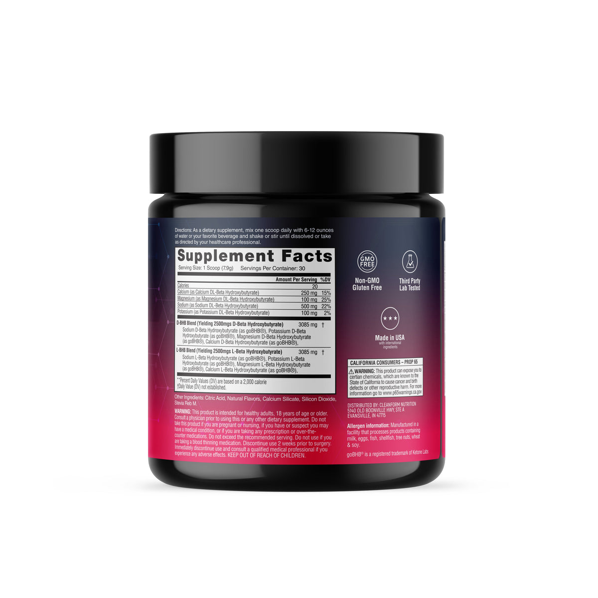 CleanForm Nutrition goBHB - Suplemento de BHB en polvo
