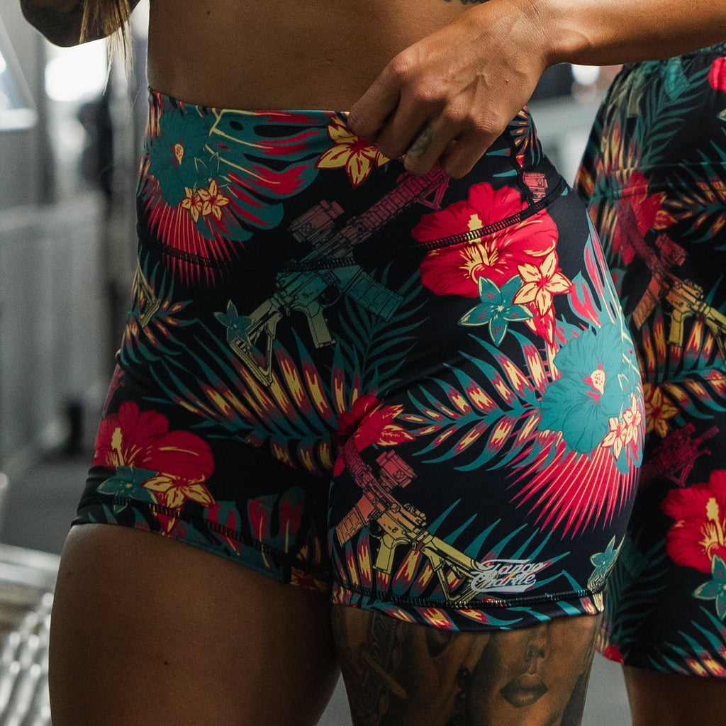 Tropical Assassin - Women's High-Waisted Compression Training Shorts