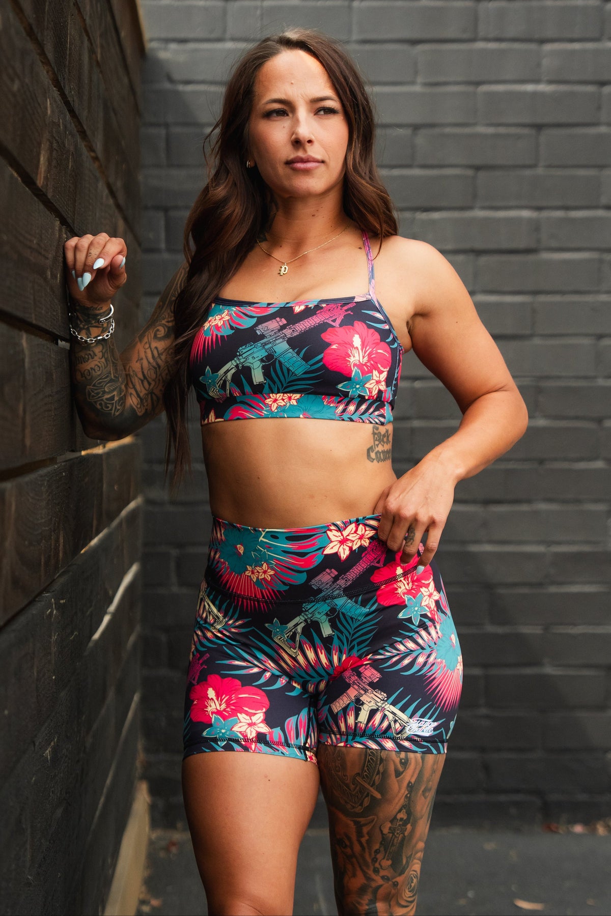 Tropical Assassin - Women's High-Waisted Compression Training Shorts