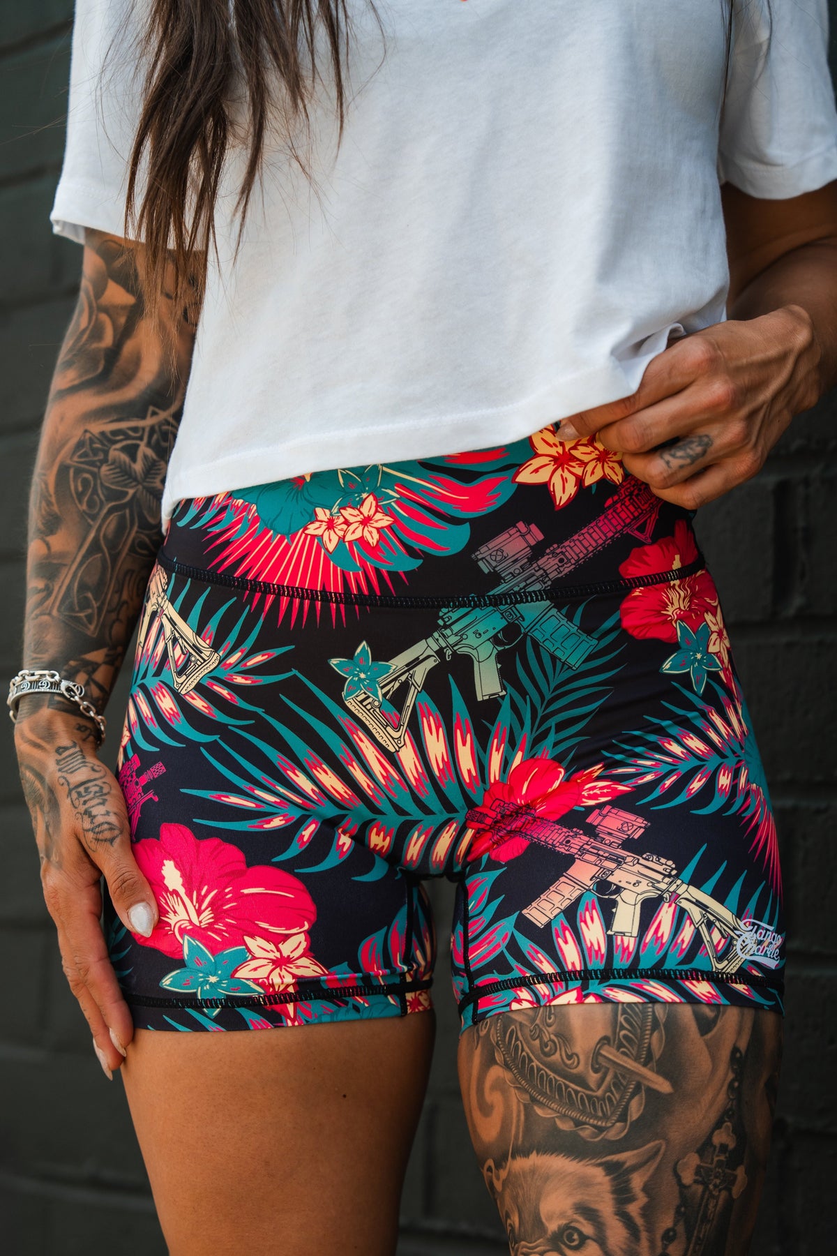 Tropical Assassin - Women's High-Waisted Compression Training Shorts