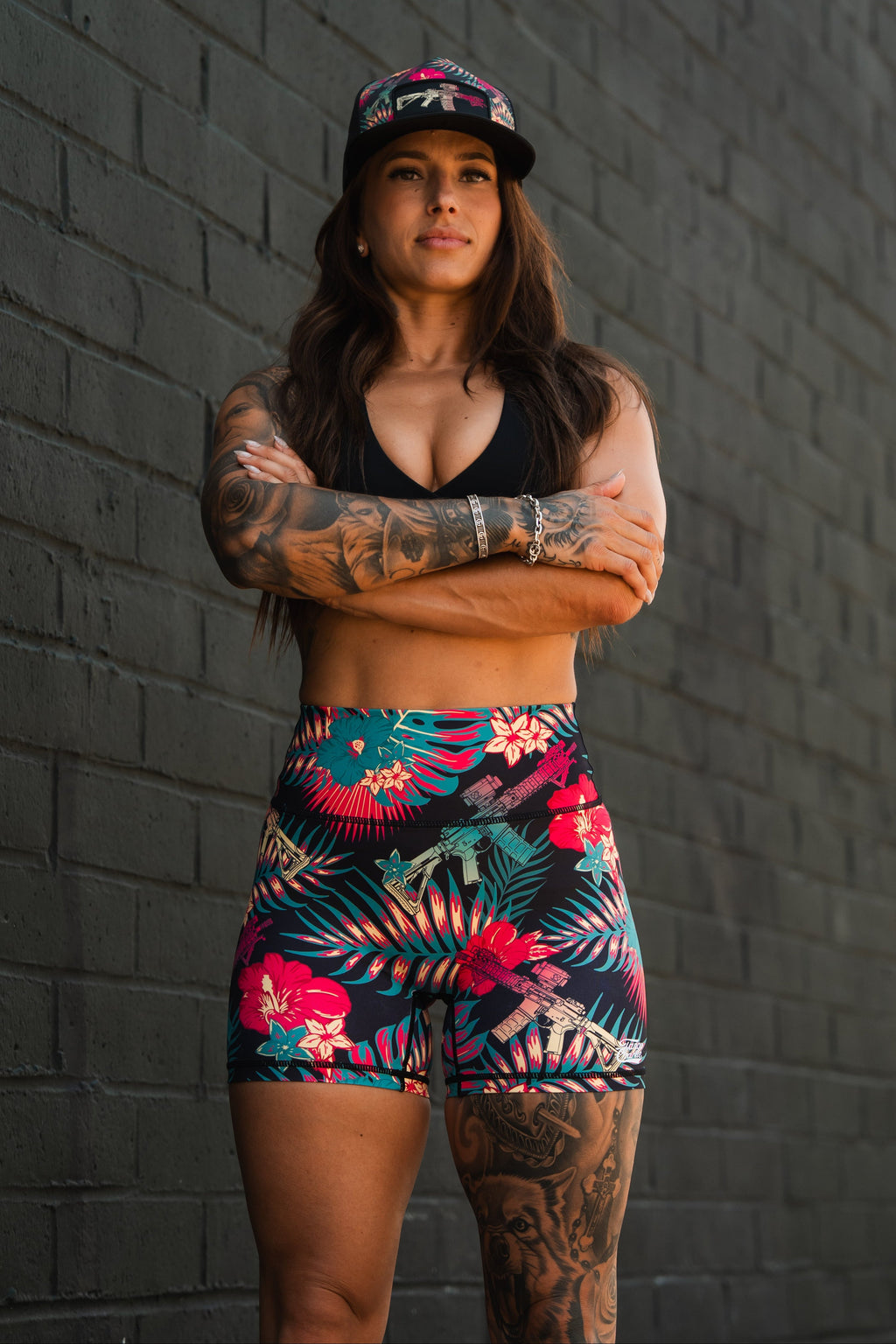 Tropical Assassin - Women's High-Waisted Compression Training Shorts