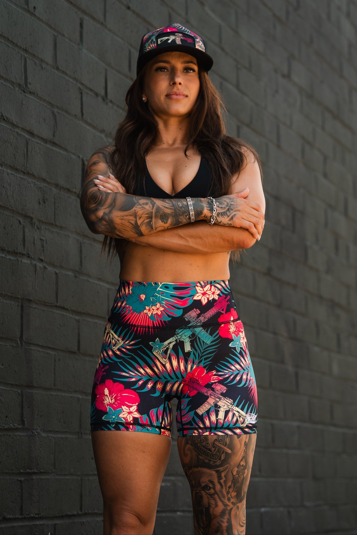 Tropical Assassin - Women's High-Waisted Compression Training Shorts