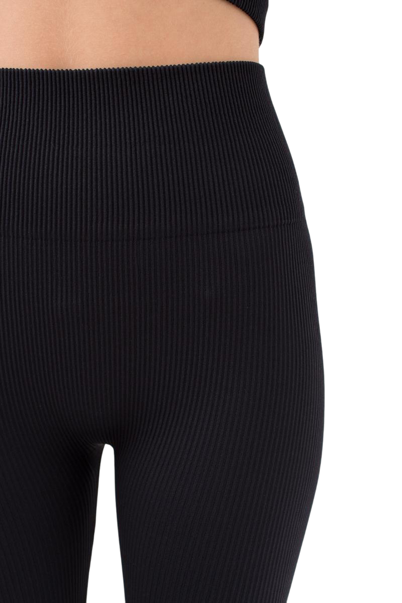 Leggings de canalé sin costuras y tiro alto con efecto realce para mujer - Yoga y entrenamiento