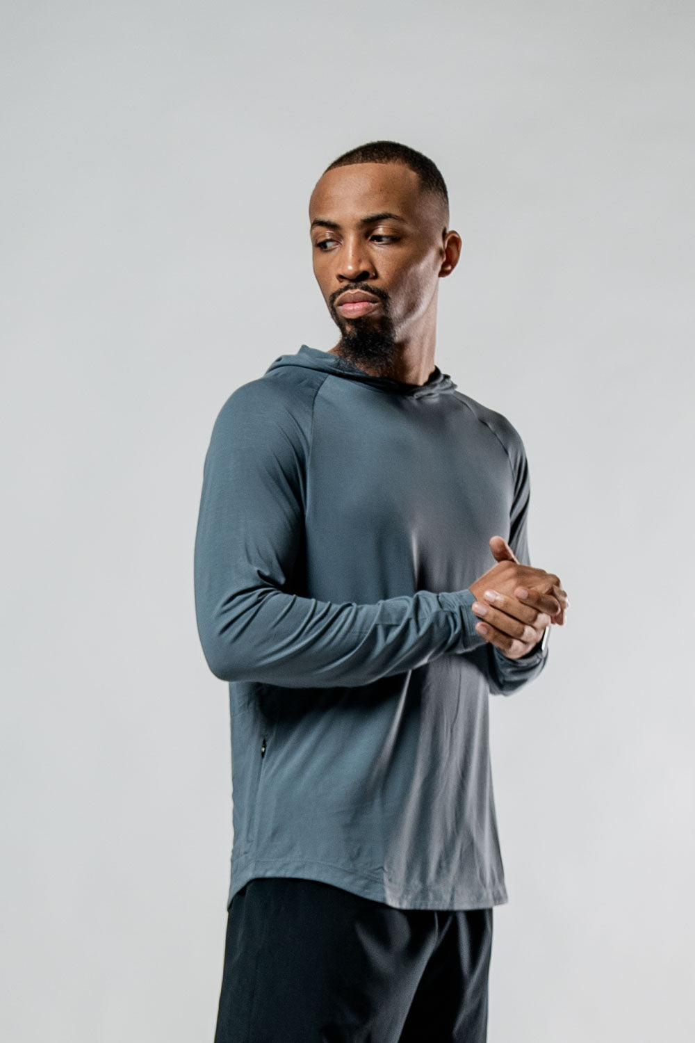 Terra Element - Men's Lightweight Hooded Shirt, Ash Gray
