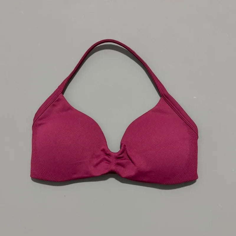 Sujetador deportivo HISTELLO Impact para mujer, sujeción alta, tirantes finos y cuello halter - Gimnasio y yoga