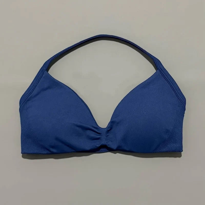 Sujetador deportivo HISTELLO Impact para mujer, sujeción alta, tirantes finos y cuello halter - Gimnasio y yoga