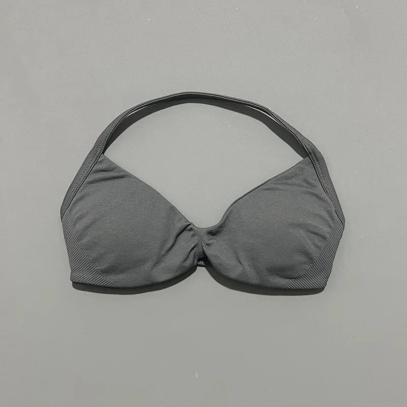 Sujetador deportivo HISTELLO Impact para mujer, sujeción alta, tirantes finos y cuello halter - Gimnasio y yoga