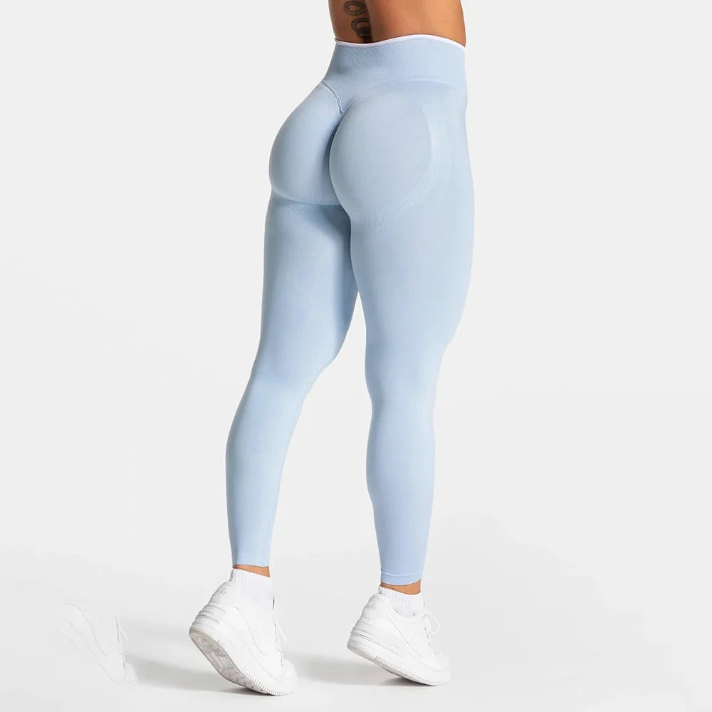 Leggings deportivos sin costuras y tiro alto para mujer, con fruncido y efecto realce - Yoga y gimnasio