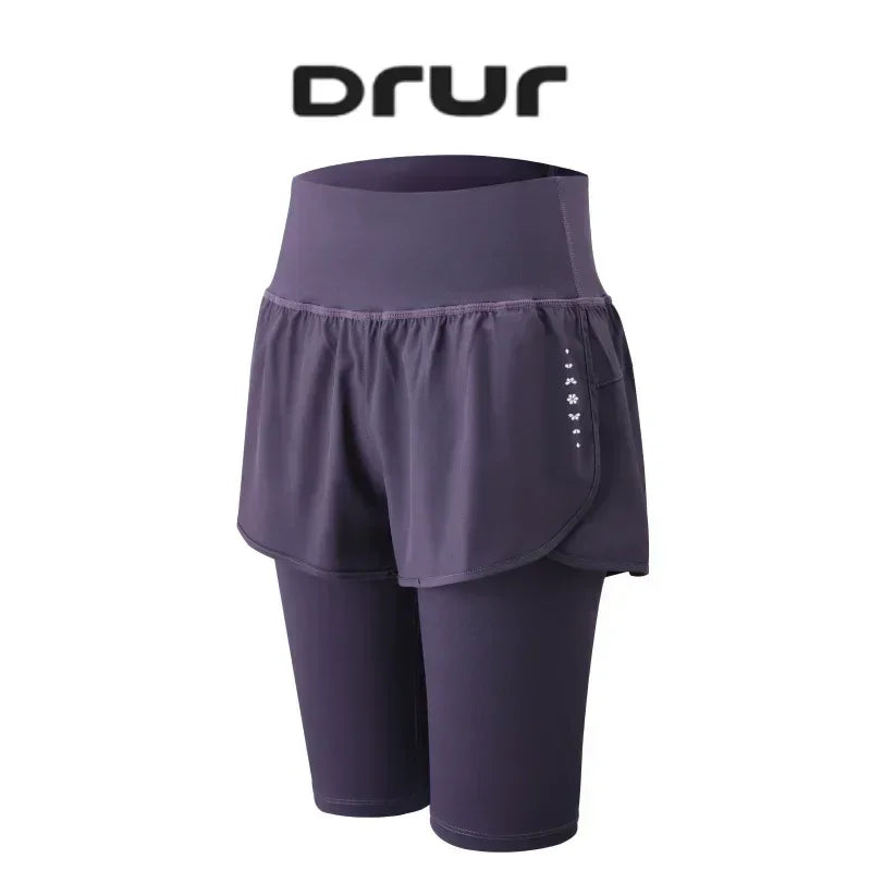 Pantalón corto deportivo DRUR para mujer, cintura elástica - Yoga, running y entrenamiento de verano