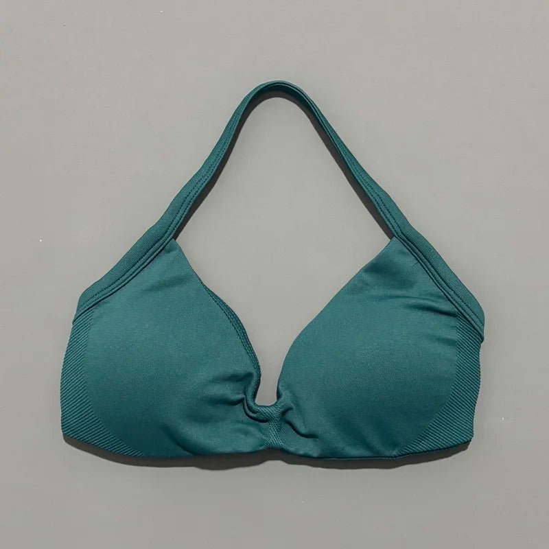Sujetador deportivo HISTELLO Impact para mujer, sujeción alta, tirantes finos y cuello halter - Gimnasio y yoga