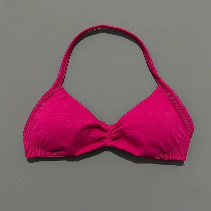 Sujetador deportivo HISTELLO Impact para mujer, sujeción alta, tirantes finos y cuello halter - Gimnasio y yoga
