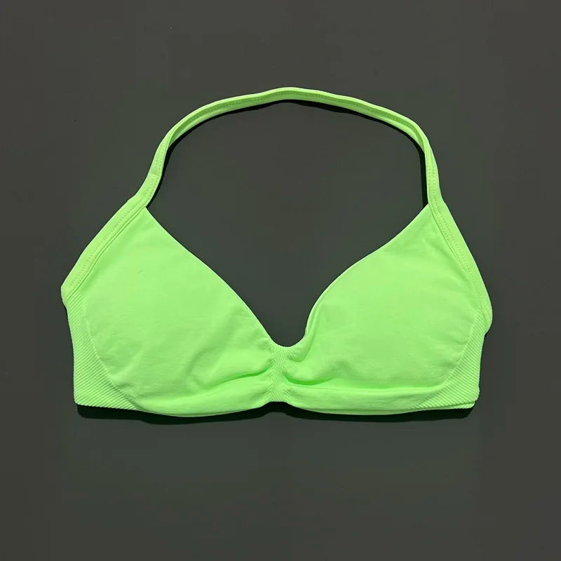 Sujetador deportivo HISTELLO Impact para mujer, sujeción alta, tirantes finos y cuello halter - Gimnasio y yoga