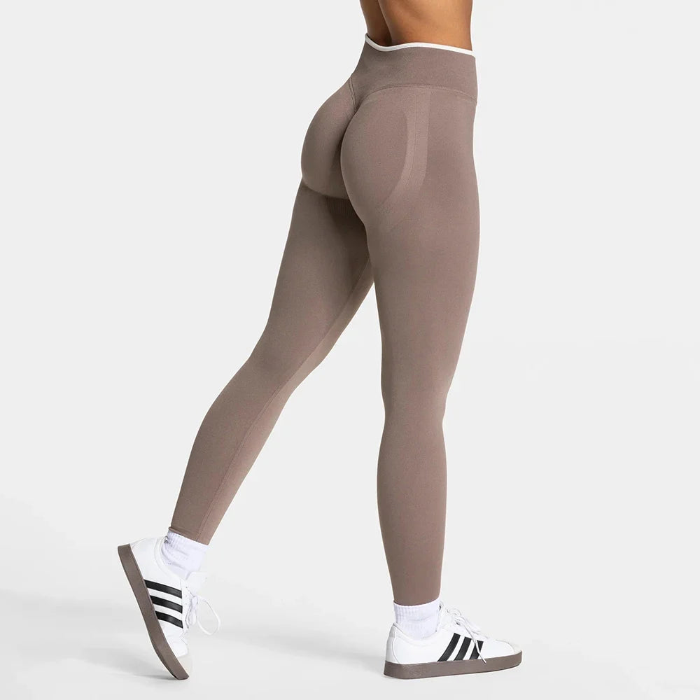 Leggings deportivos sin costuras y tiro alto para mujer, con fruncido y efecto realce - Yoga y gimnasio