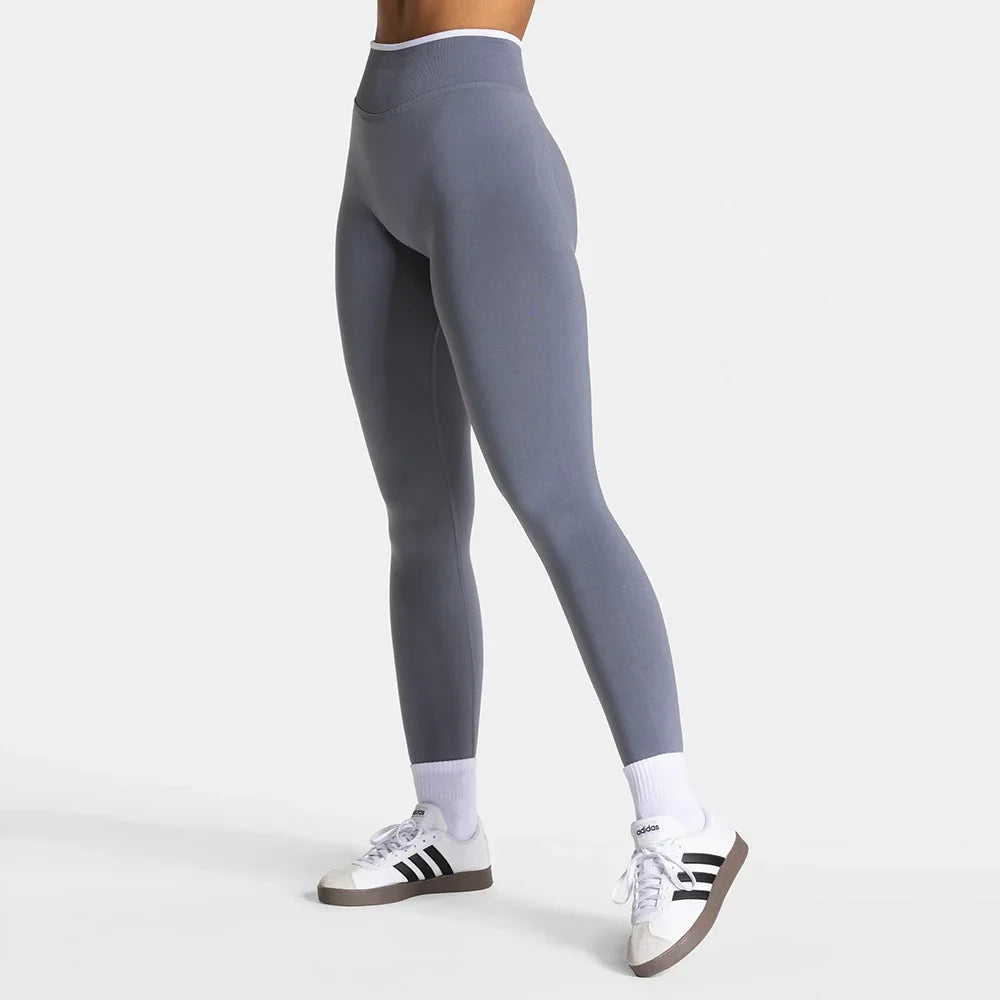 Leggings deportivos sin costuras y tiro alto para mujer, con fruncido y efecto realce - Yoga y gimnasio