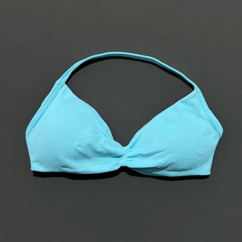 Sujetador deportivo HISTELLO Impact para mujer, sujeción alta, tirantes finos y cuello halter - Gimnasio y yoga