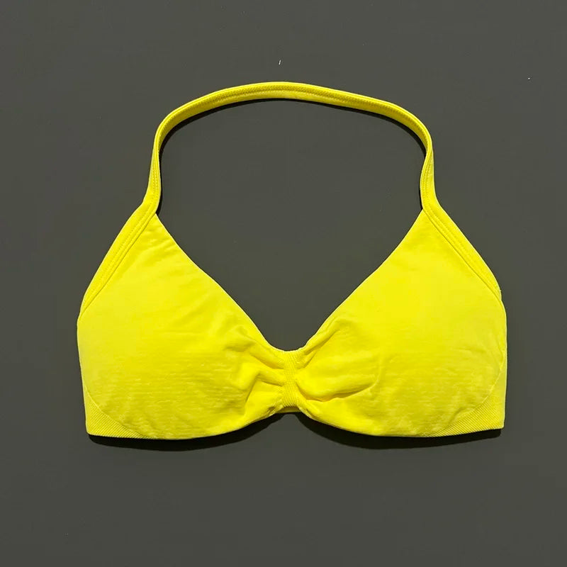 Sujetador deportivo HISTELLO Impact para mujer, sujeción alta, tirantes finos y cuello halter - Gimnasio y yoga