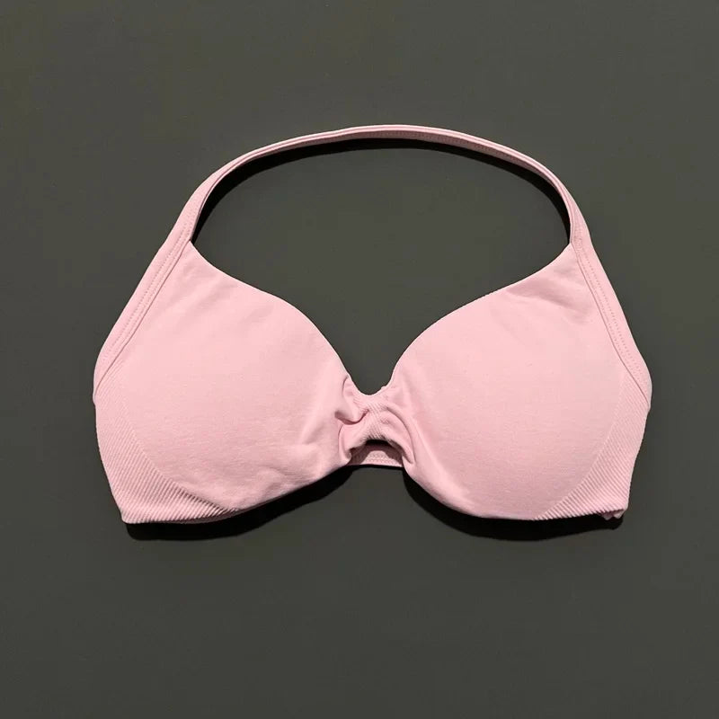 Sujetador deportivo HISTELLO Impact para mujer, sujeción alta, tirantes finos y cuello halter - Gimnasio y yoga