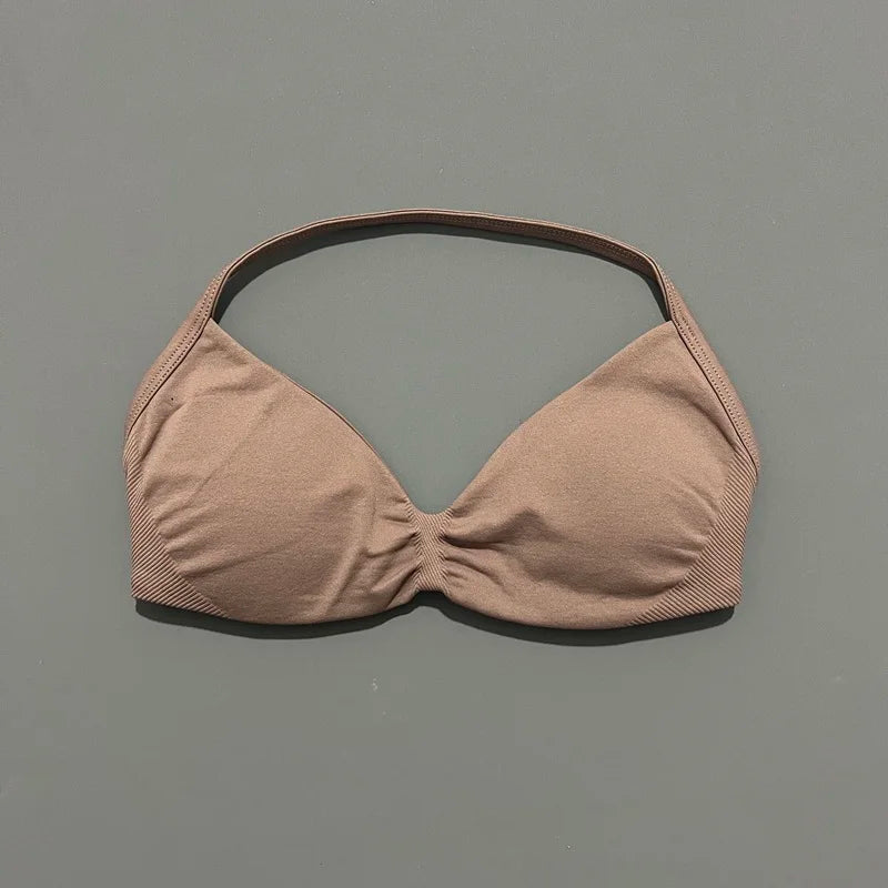 Sujetador deportivo HISTELLO Impact para mujer, sujeción alta, tirantes finos y cuello halter - Gimnasio y yoga