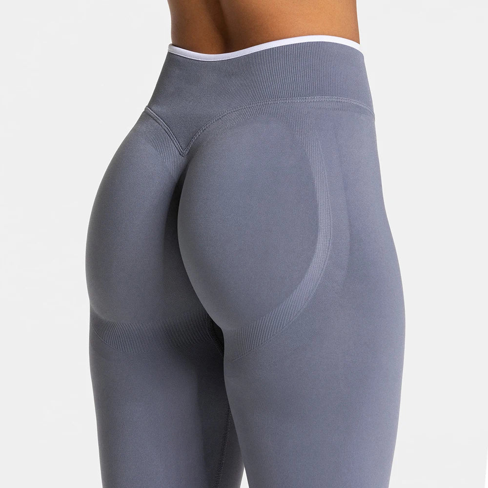 Leggings deportivos sin costuras y tiro alto para mujer, con fruncido y efecto realce - Yoga y gimnasio