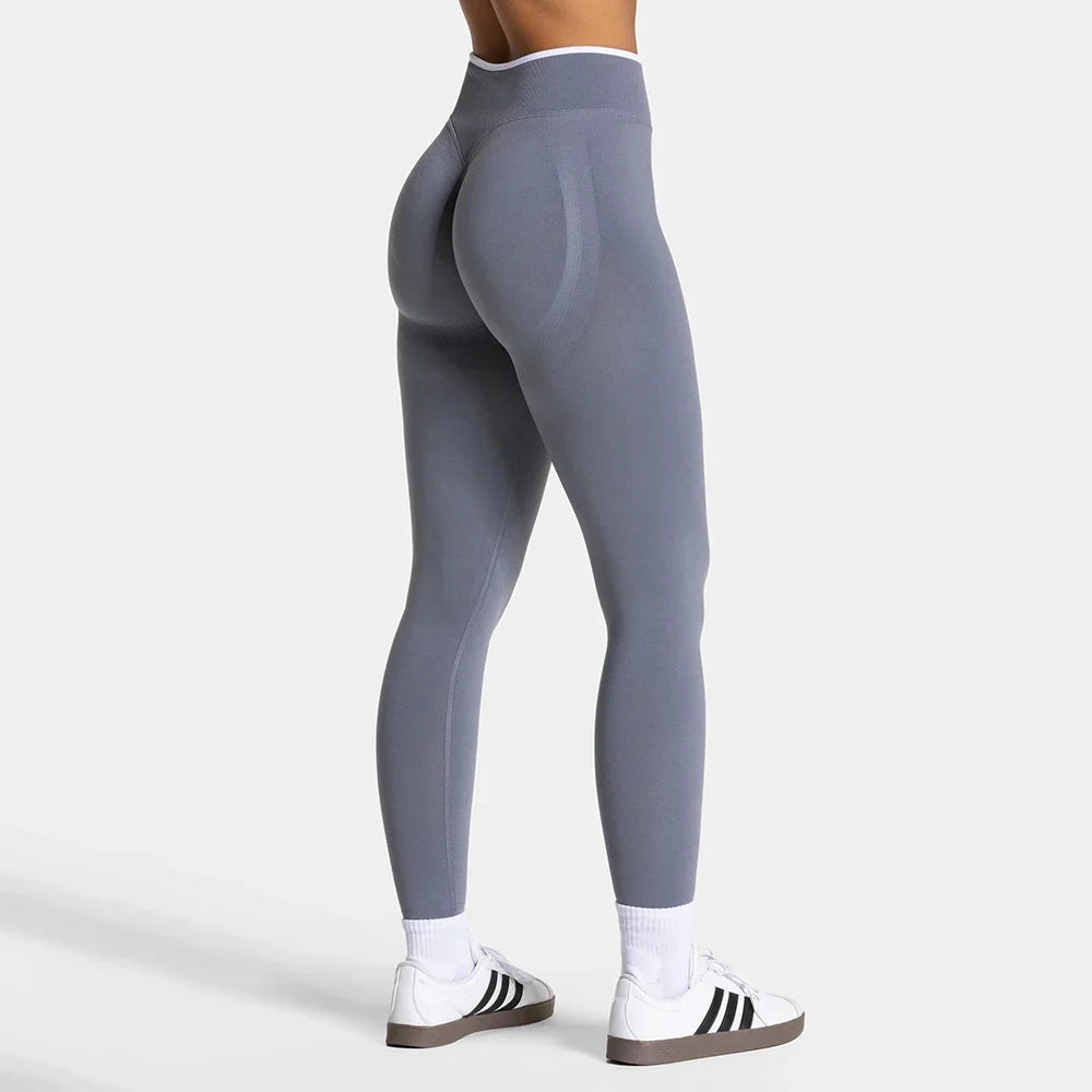 Leggings deportivos sin costuras y tiro alto para mujer, con fruncido y efecto realce - Yoga y gimnasio