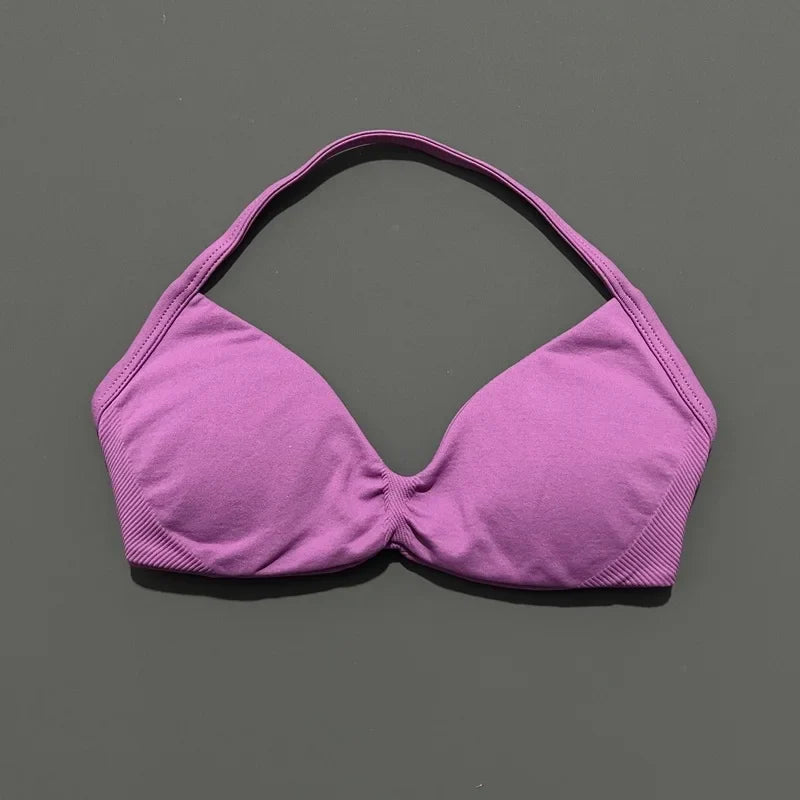 Sujetador deportivo HISTELLO Impact para mujer, sujeción alta, tirantes finos y cuello halter - Gimnasio y yoga