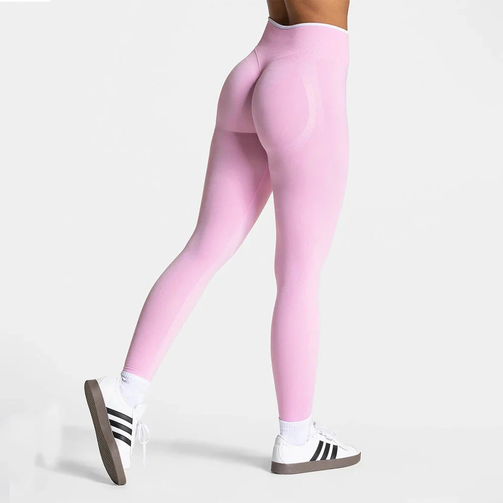 Leggings deportivos sin costuras y tiro alto para mujer, con fruncido y efecto realce - Yoga y gimnasio