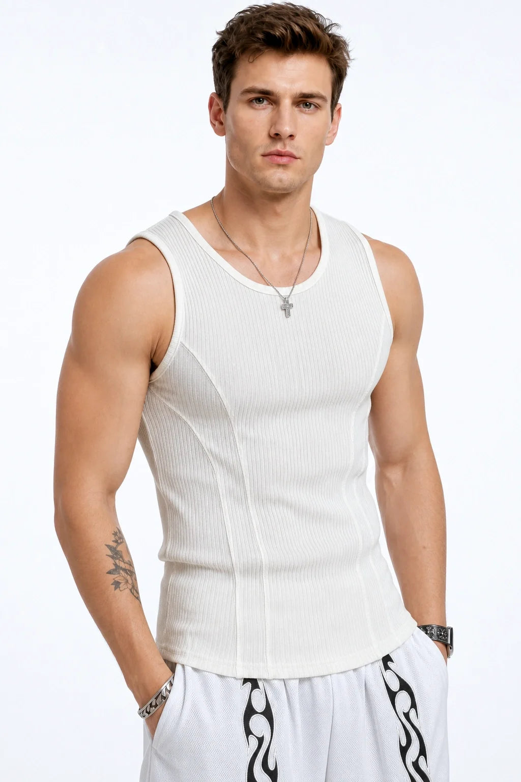 Men's Ribbed Muscle Tank - Stretch Slim Fit