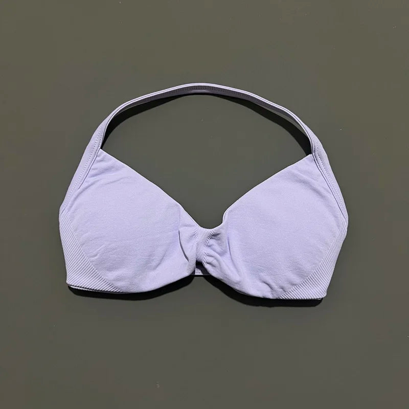 Sujetador deportivo HISTELLO Impact para mujer, sujeción alta, tirantes finos y cuello halter - Gimnasio y yoga