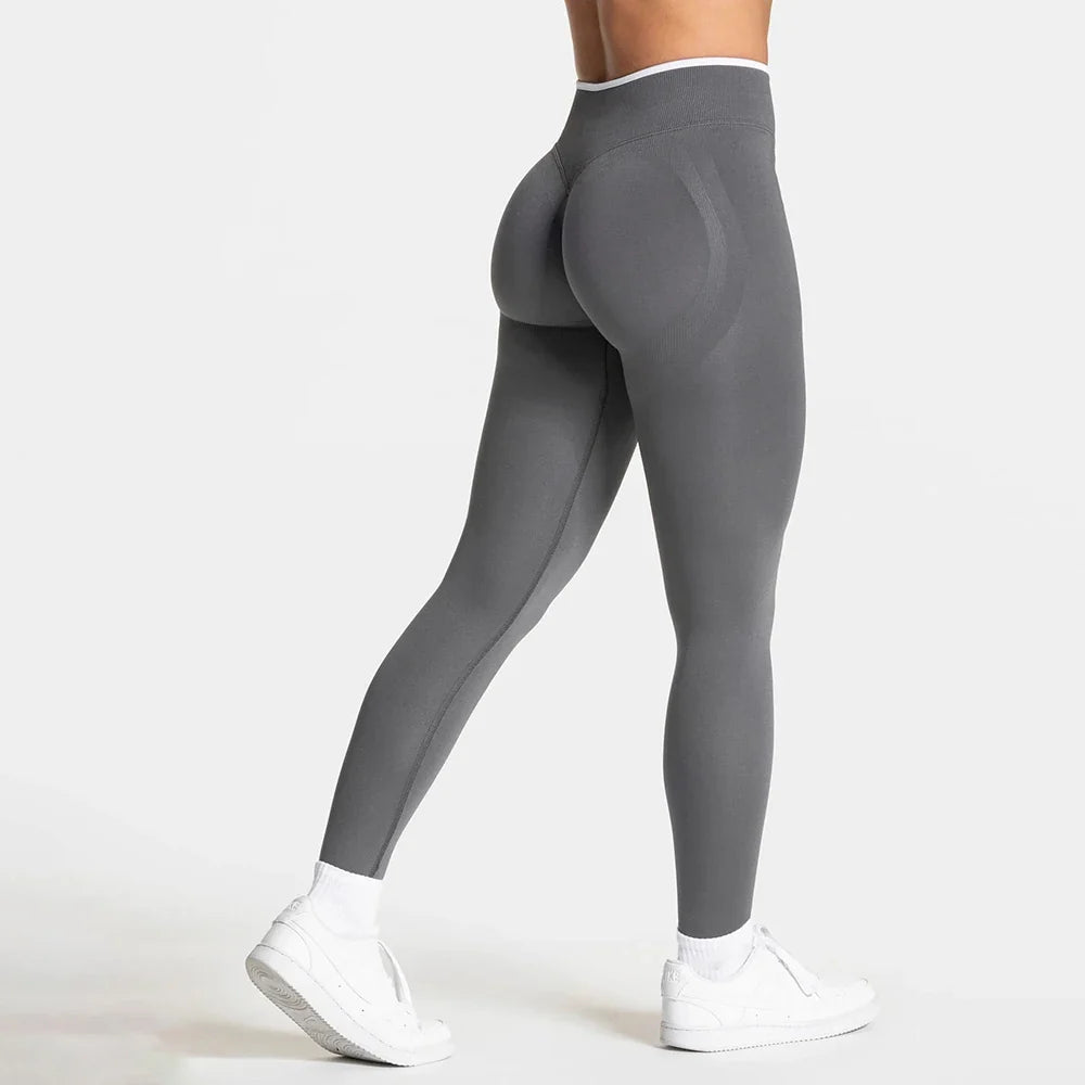 Leggings deportivos sin costuras y tiro alto para mujer, con fruncido y efecto realce - Yoga y gimnasio