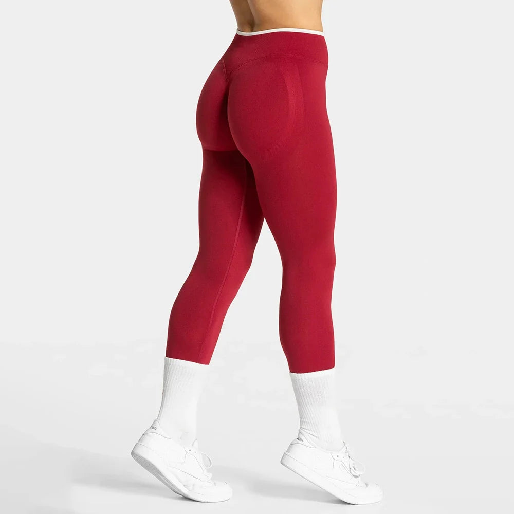 Leggings deportivos sin costuras y tiro alto para mujer, con fruncido y efecto realce - Yoga y gimnasio