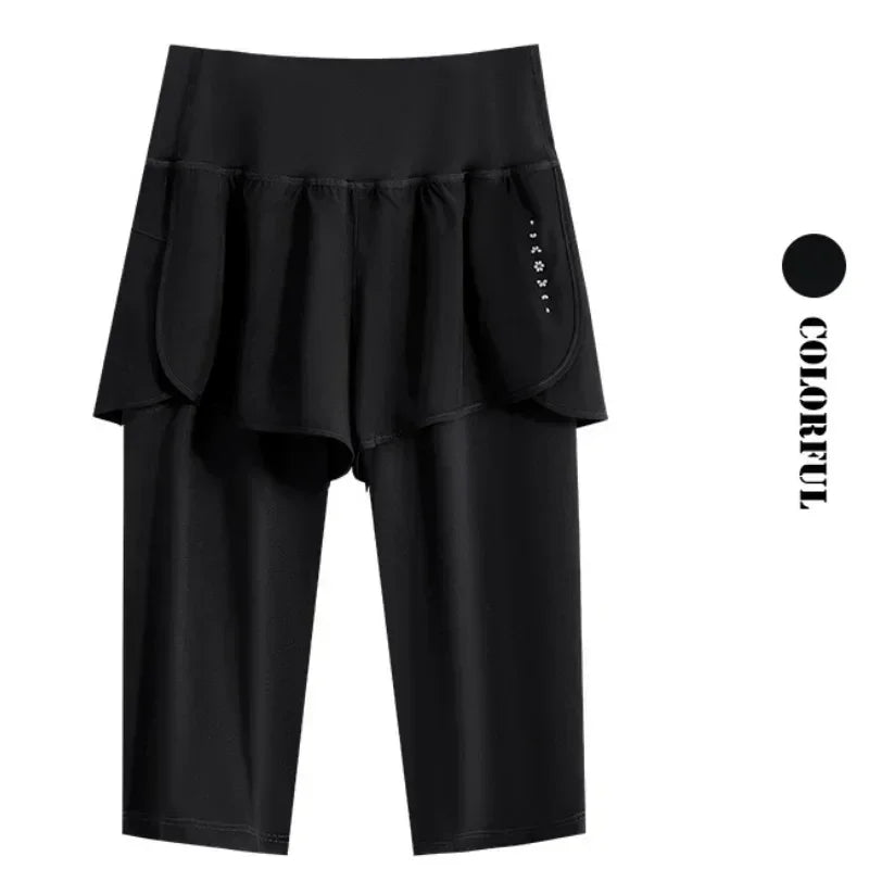 Pantalón corto deportivo DRUR para mujer, cintura elástica - Yoga, running y entrenamiento de verano