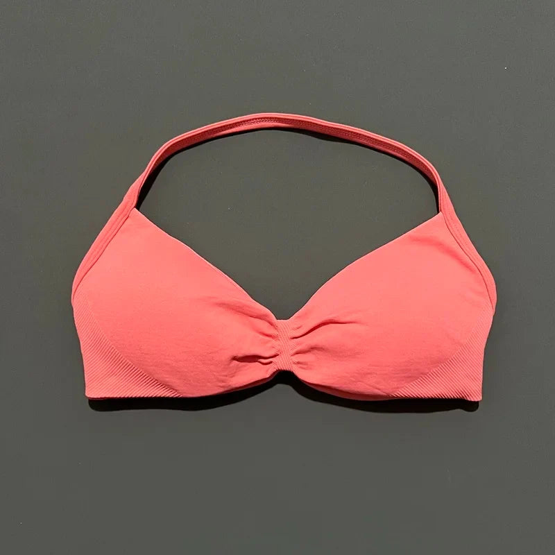 Sujetador deportivo HISTELLO Impact para mujer, sujeción alta, tirantes finos y cuello halter - Gimnasio y yoga