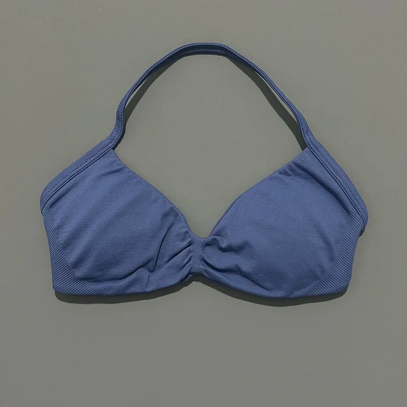 Sujetador deportivo HISTELLO Impact para mujer, sujeción alta, tirantes finos y cuello halter - Gimnasio y yoga