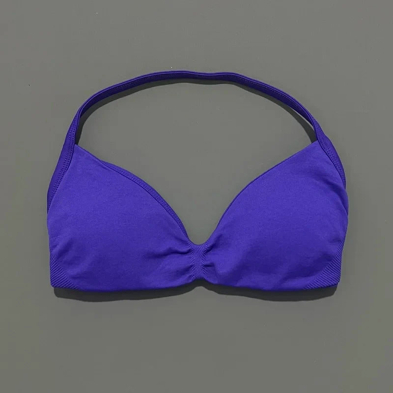 Sujetador deportivo HISTELLO Impact para mujer, sujeción alta, tirantes finos y cuello halter - Gimnasio y yoga