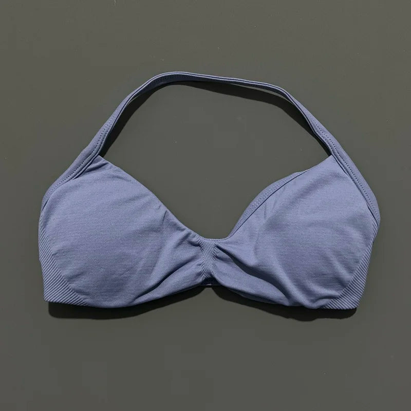 Sujetador deportivo HISTELLO Impact para mujer, sujeción alta, tirantes finos y cuello halter - Gimnasio y yoga