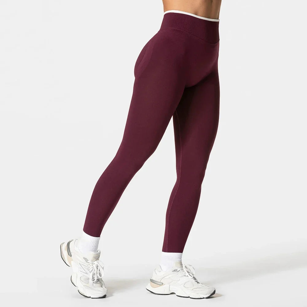 Leggings deportivos sin costuras y tiro alto para mujer, con fruncido y efecto realce - Yoga y gimnasio