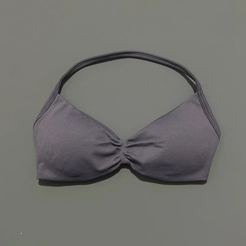 Sujetador deportivo HISTELLO Impact para mujer, sujeción alta, tirantes finos y cuello halter - Gimnasio y yoga