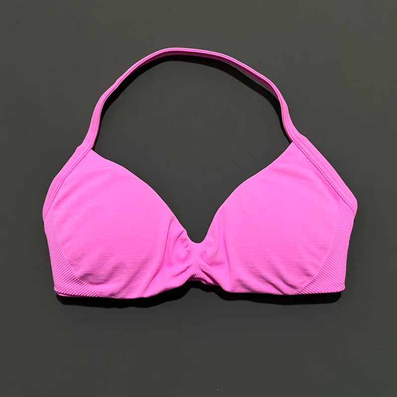 Sujetador deportivo HISTELLO Impact para mujer, sujeción alta, tirantes finos y cuello halter - Gimnasio y yoga