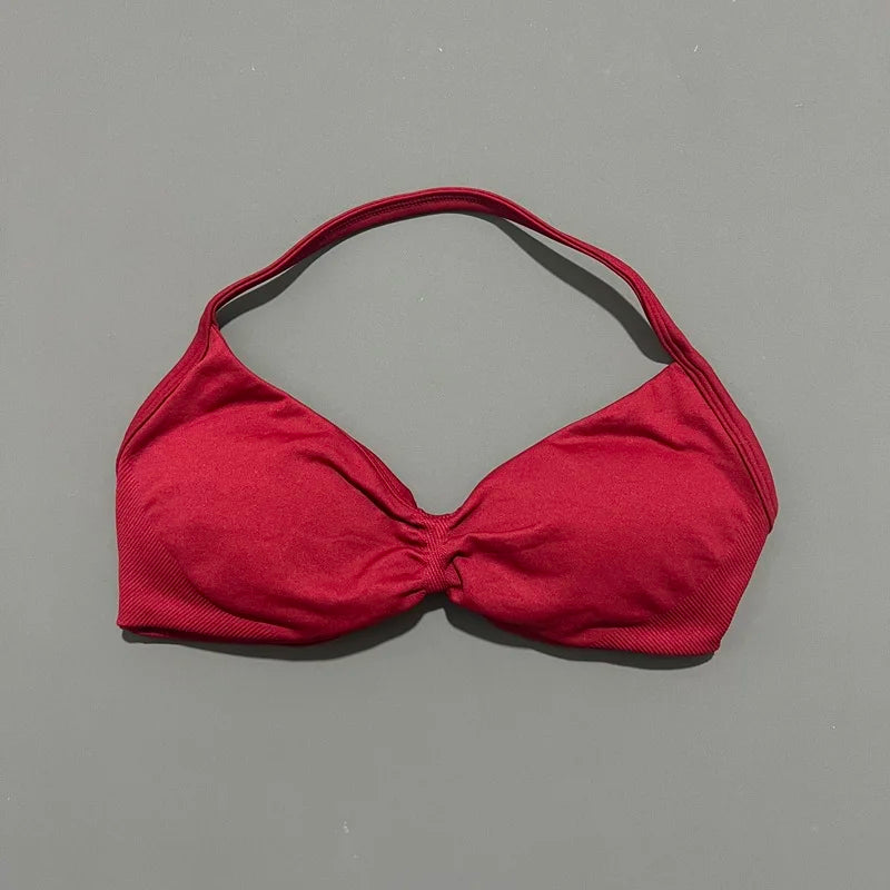Sujetador deportivo HISTELLO Impact para mujer, sujeción alta, tirantes finos y cuello halter - Gimnasio y yoga