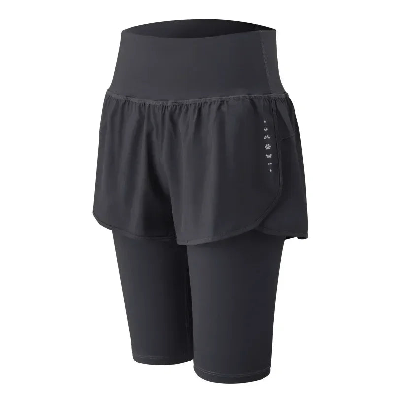 Pantalón corto deportivo DRUR para mujer, cintura elástica - Yoga, running y entrenamiento de verano