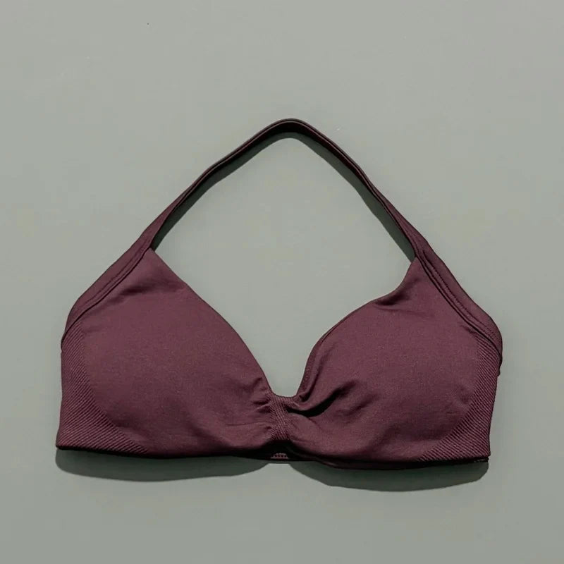 Sujetador deportivo HISTELLO Impact para mujer, sujeción alta, tirantes finos y cuello halter - Gimnasio y yoga