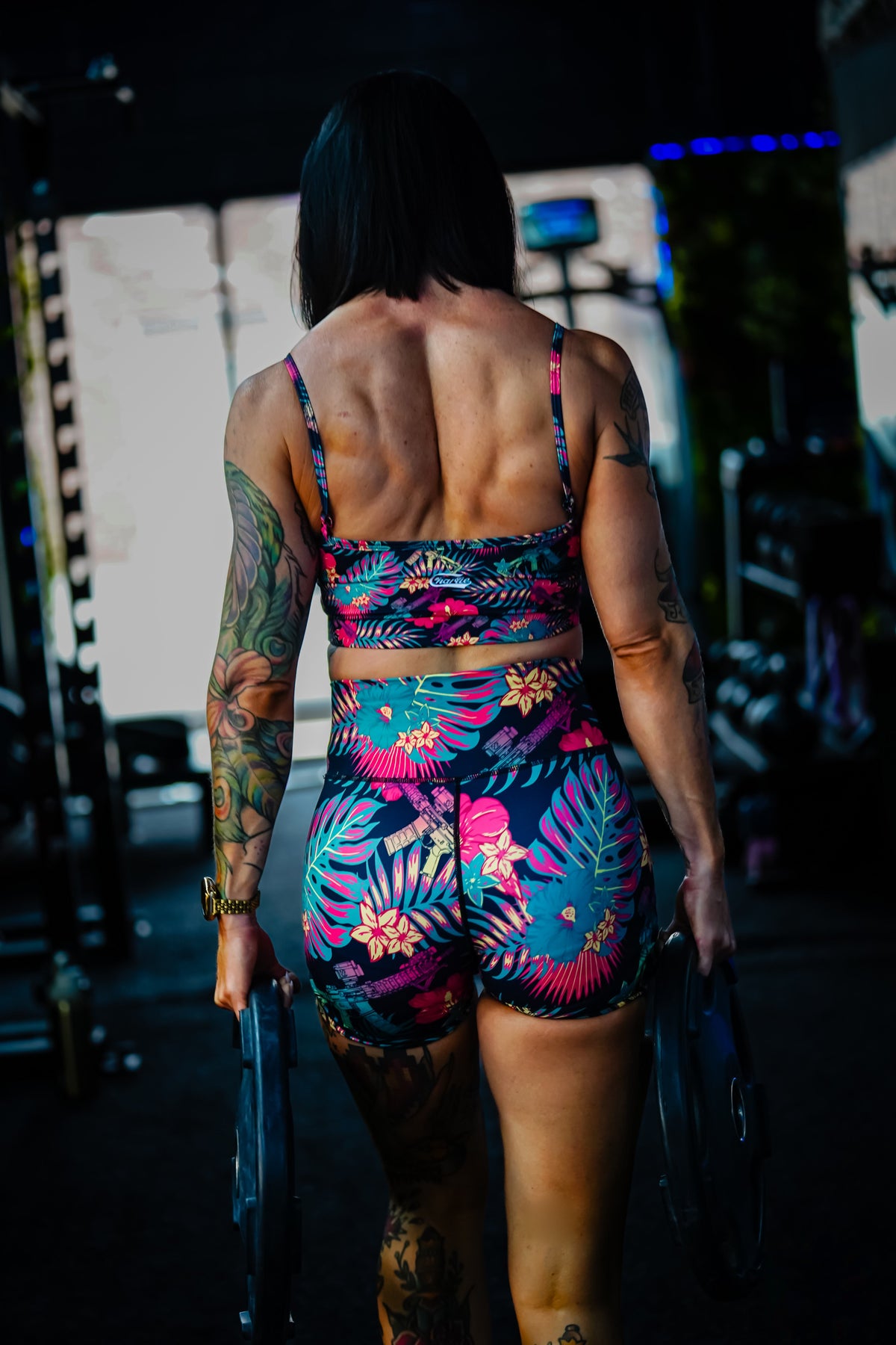 Tropical Assassin - Women's High-Waisted Compression Training Shorts
