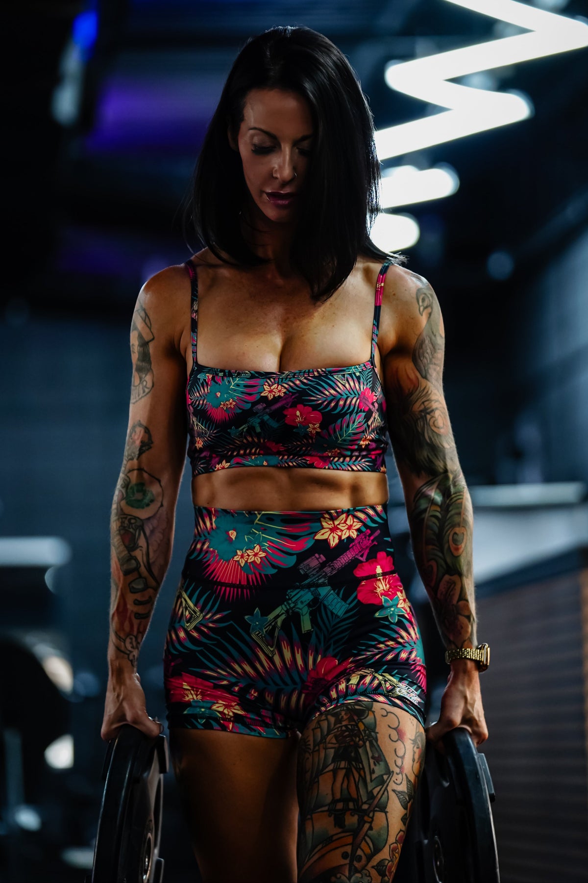 Tropical Assassin - Women's High-Waisted Compression Training Shorts