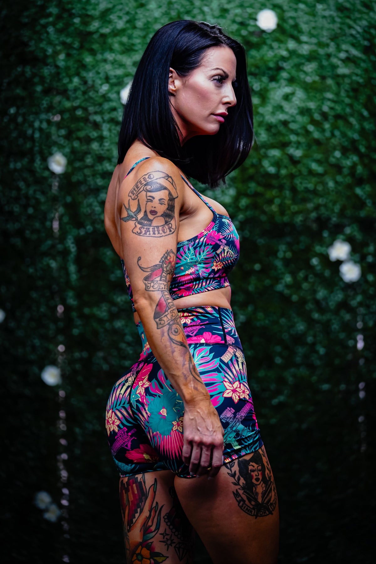 Tropical Assassin - Women's High-Waisted Compression Training Shorts